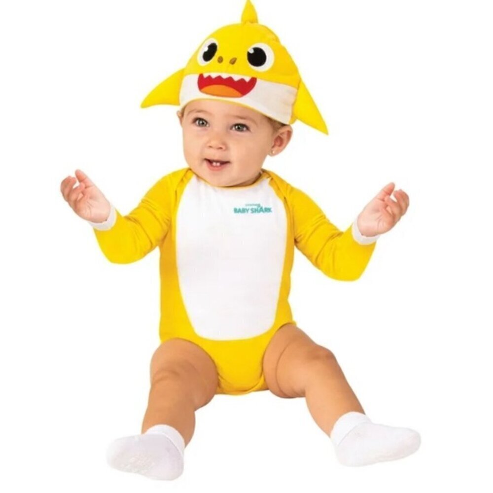 Pinkfong Baby Shark Costume Romper Onesie with Headpiece Yellow Infant 0-6 Mo - Picture 16 of 16